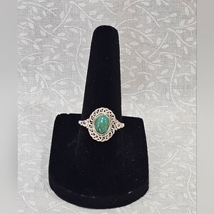 Sterling Silver Green Turquoise Gemstone Ring Size 7